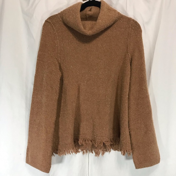 Anthropologie Akemi + Kin Aruna Turtleneck Fringe Sweater wool blend - Picture 3 of 12